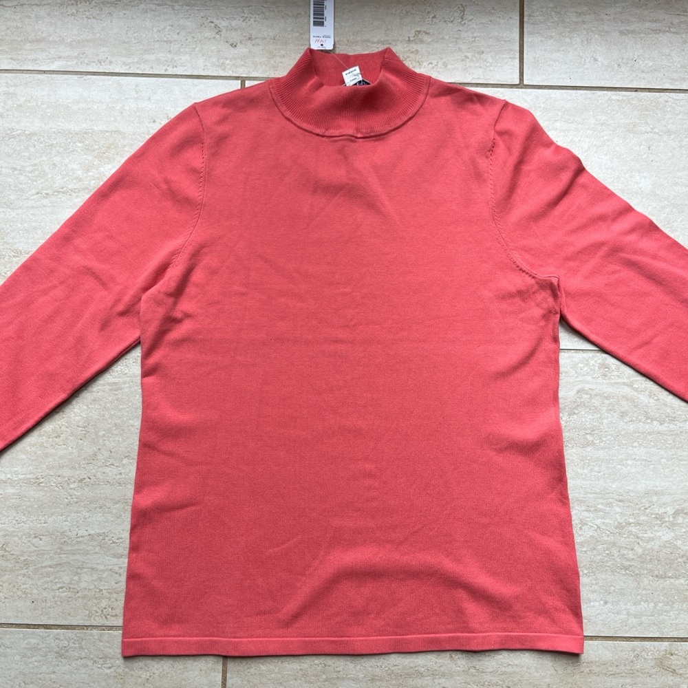 Pendleton coral pink silk cotton blend mock neck sweater size M NWT